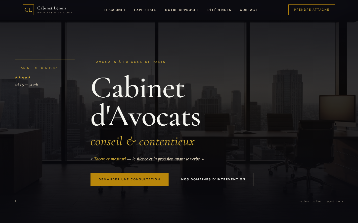 Exemple de site — style Cabinet d'Avocat Luxe