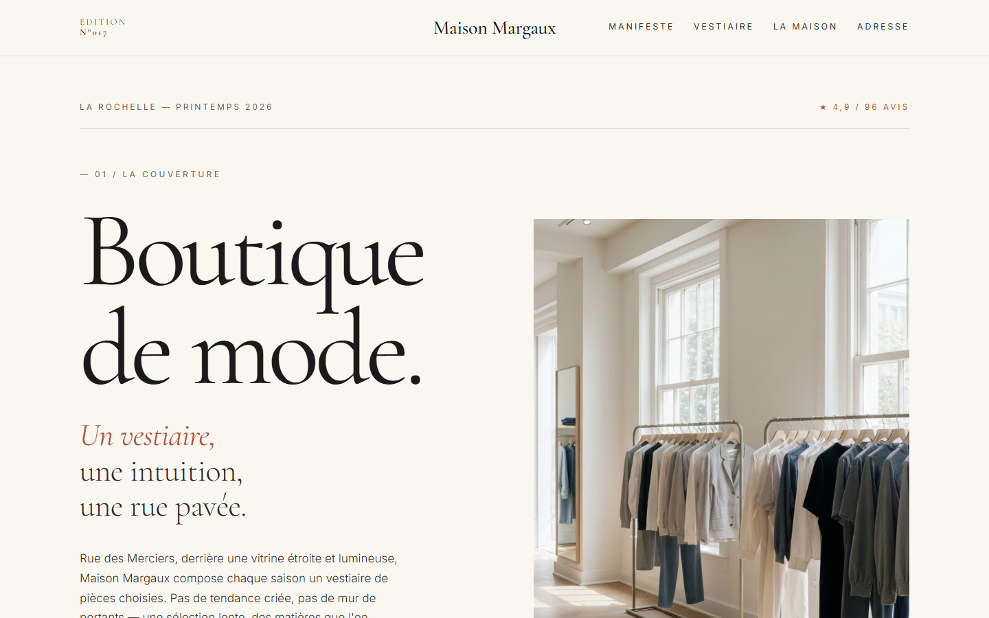 Exemple de site — style Éditorial Vogue